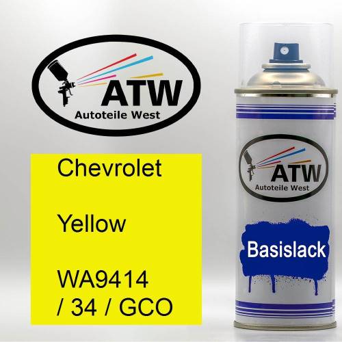 Chevrolet, Yellow, WA9414 / 34 / GCO: 400ml Sprühdose, von ATW Autoteile West.
